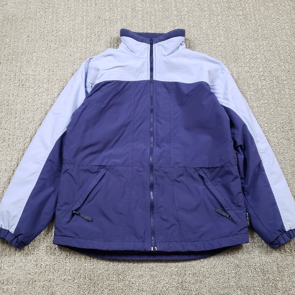 Columbia Jacket Womens M Blue Core Interchange Fleece Lined Colorblock Vintage